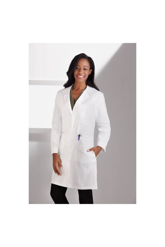 Womens 38" Cotton Knot Button iPad Labcoat, Style 763