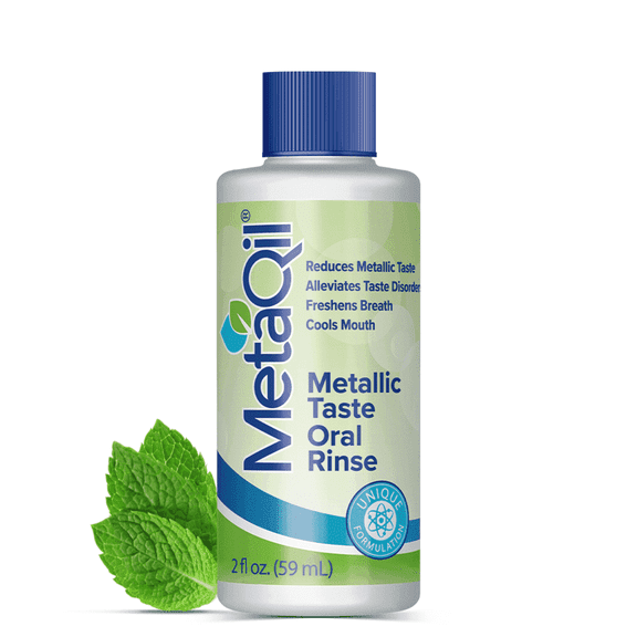 MetaQil Oral Rinse Mouthwash - Relieve Metallic & Altered Taste, 2 fl oz, Light Mint Flavor