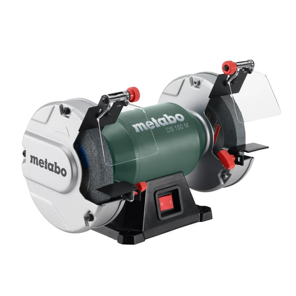 Metabo 6-Inch Shop Bench Grinder | 370 W | 3.4 Amp | Adjustable Eye Shield and Spark Deflectors | 3-Year Limited Warranty | DS 150 M CA3