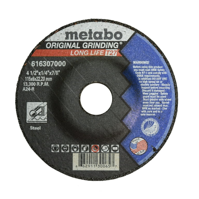 Metabo 616307000 4-1/2 x 1/4 A24R Type 27 Depressed Center Grinding Wheels  