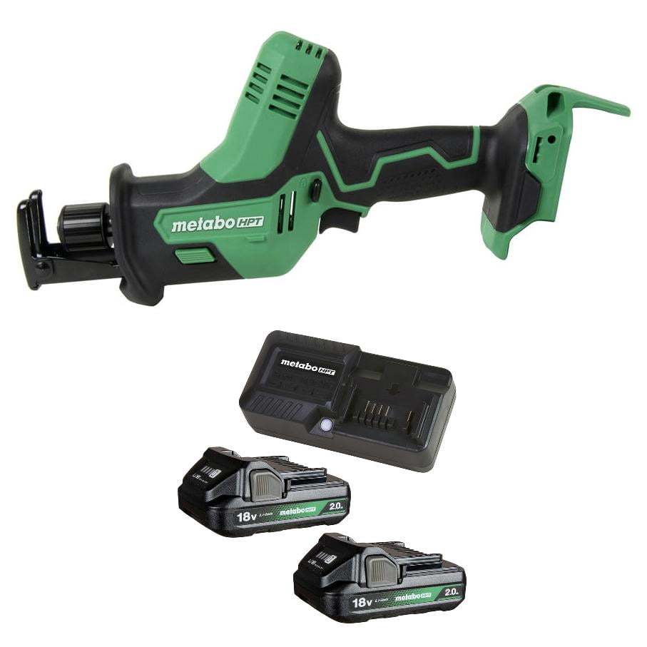 Metabo HPT 18V Corldess One-Hand Reciprocating Saw with 18V 2 Ah Lithium-Ion Batteries with Charger Kit