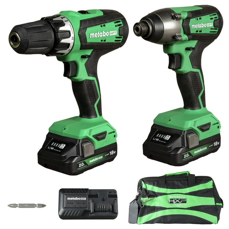 Metabo HPT 18V Cordless Battery Hammer Drill Impact Driver Combo
