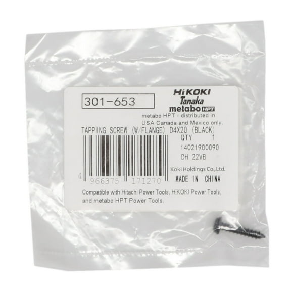Metabo HPT 301653 Tap Screw W/Flange D4 X 20 C7SB Genuine OEM Replacement Tool Part