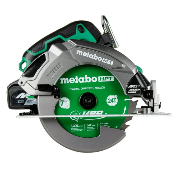 Metabo HPT 36V MultiVolt 7-1/4" Circular Saw, Torque Boost Technology, High Power and Torque, Visible Cutting Depth Indicator, Lightweight Aluminum Base Plate, Tool Body Only, C3607DBQ4