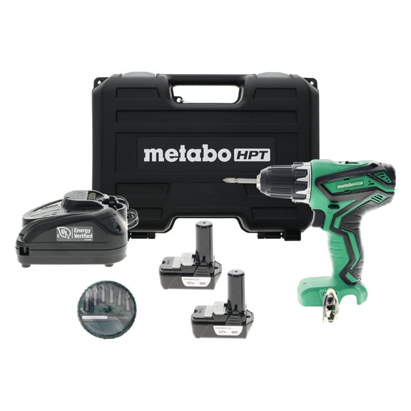 Metabo HPT DS10DFL2 10.8-12V Drill Driver Kit w/ (2) BCL1015S 12V Li-ion Batteries