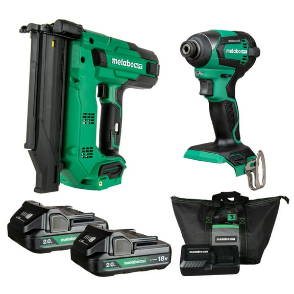 Metabo HPT 18V MultiVolt Brad Nailer + Impact Driver Combo Kit, KC18DEXQD