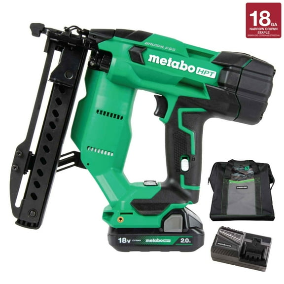 Metabo HPT 18V MultiVolt Cordless Stapler Kit | 1/4-Inch 18-Ga Narrow Crown | Accepts 1/2-Inch up to 1-1/2-Inch 18-Ga 1/4-Inch Staples | Includes 18V 2.0Ah Battery | Lifetime Tool Warranty | N1804DA