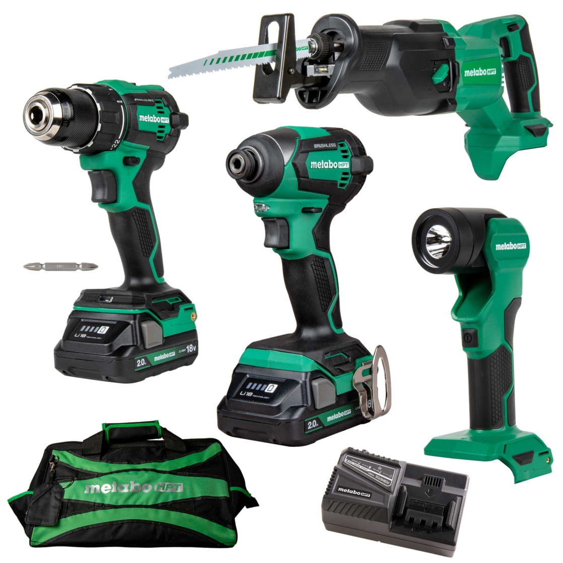 Metabo HPT 18V Impact Drills 4-Piece Tool Set Kit, KC18DEX4