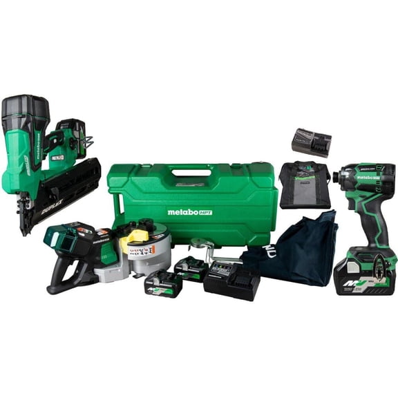 Metabo Hpt 36V Multivolt Portable Rebar Bender/cutter With Duplex Nailer And Triple Hammer Bolt Impact Driver Kit Bundle