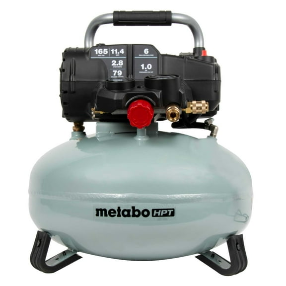 Metabo HPT Pancake Air Compressor, 6-Gallon 165PSI, Portable Air Compressor with 1.0 HP Oil-Free High Efficiency Motor, Lihghtweight, Quick Couplers for Fast Tool Changes, EC711S
