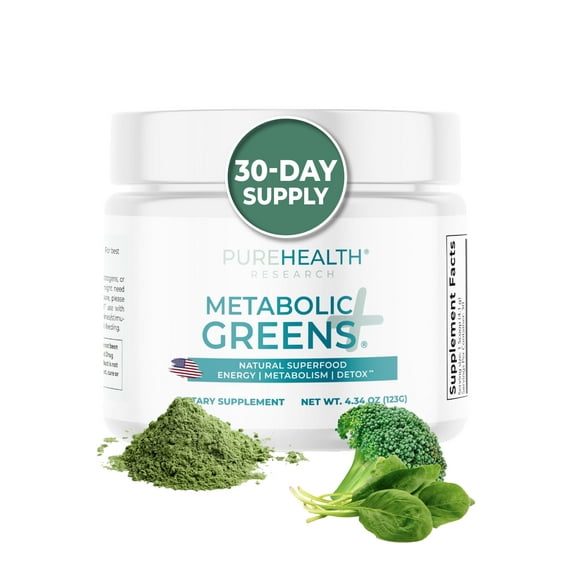 Metabolic Greens - Natural Weight Loss Supplement, Superfood Super Greens Powder for Detox & Cleanse, Green Veggie Whole Food by PureHealth Research