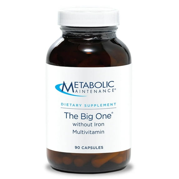 Metabolic Maintenance The Big One Without Iron - Vitamin A, Vitamin B, Folate Daily Multivitamin - Contains Trace Minerals in Bioavailable Forms (90 Capsules)