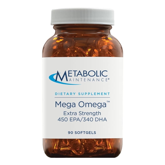Metabolic Maintenance Mega Omega Extra Strength - EPA DHA Omega 3 Supplement 1000mg Concentrated Fish Oil - Heart, Immune + Neurological System Support (90 Softgels)