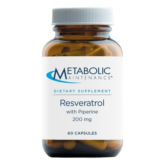 Metabolic Maintenance Resveratrol with Piperine - Trans Resveratrol Supplement Capsules for Antioxidant + Cardiovascular Support, No Fillers, 200mg Trans-Resveratrol Per Dose - 60 Capsules