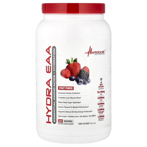 Metabolic Nutrition Hydra EAA, Fruit Punch , 35.2 oz (1,000 g)