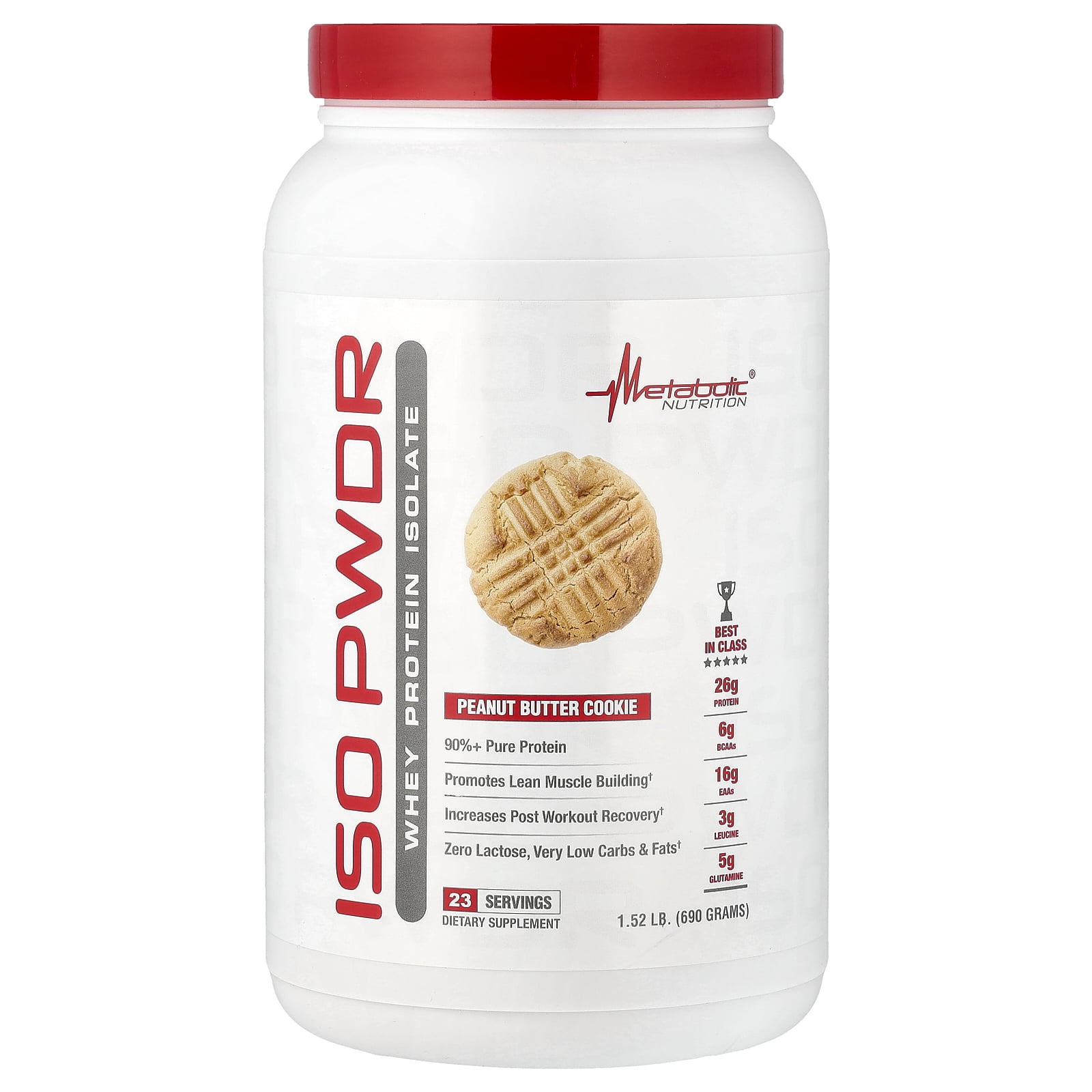 Metabolic Nutrition ISOpwdr, Whey Protein Isolate, Peanut Butter Cookie, 1.52 lbs (690 g)