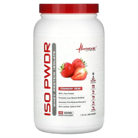 Metabolic Nutrition ISOpwdr, Whey Protein Isolate, Strawberry Cream, 1.52 lbs (690 g)