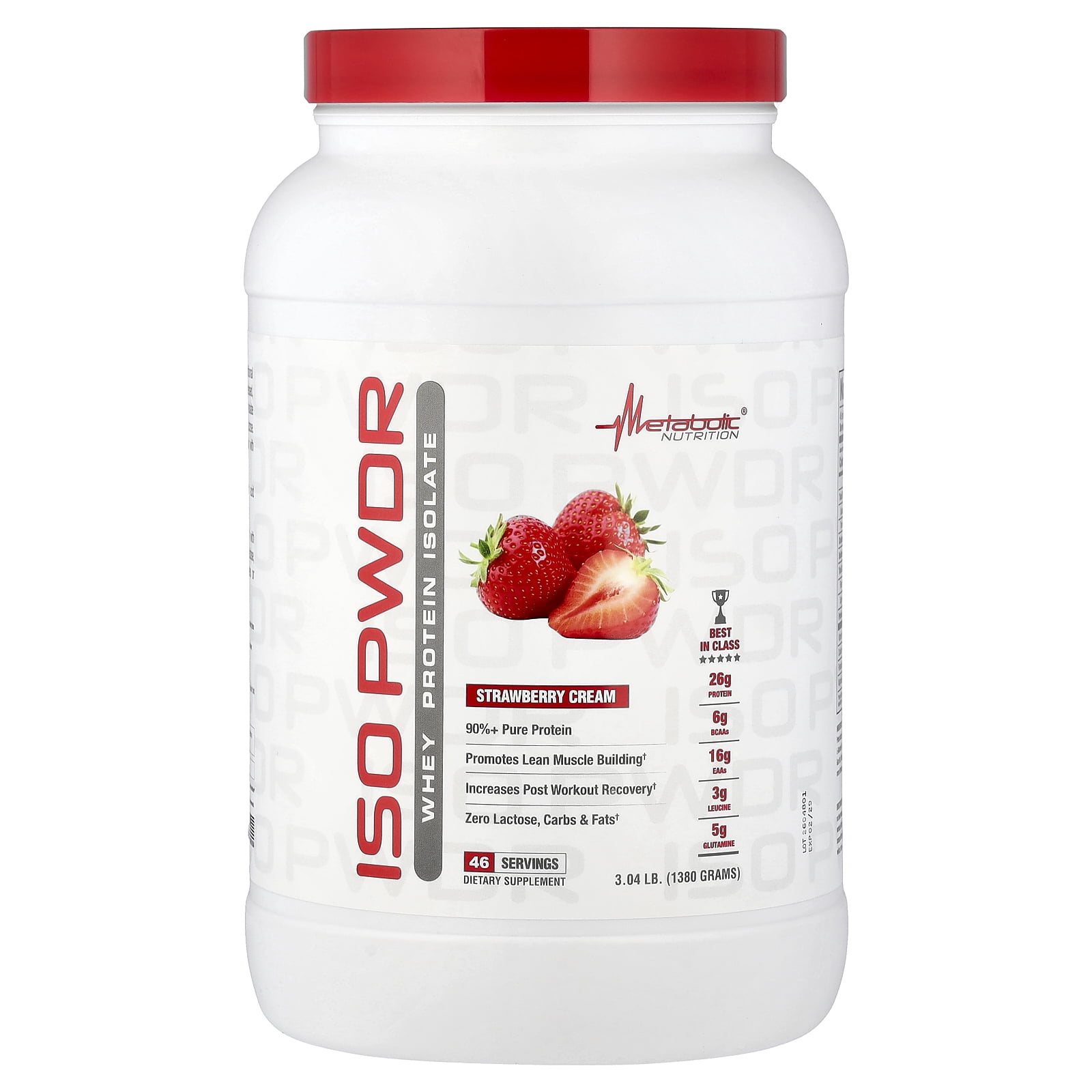 Metabolic Nutrition ISOpwdr, Whey Protein Isolate, Strawberry Cream, 3.04 lb (1,380 g)
