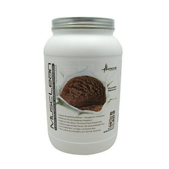 Metabolic Nutrition - Musclean - Chocolate Milkshake Weight Gainer, Whey High Protein Meal Replacement, Maintenance Nutrition, Low Carb, Keto Diet, Digestive Enzymes, Chocolate, 2.5 Pound (25 ser)