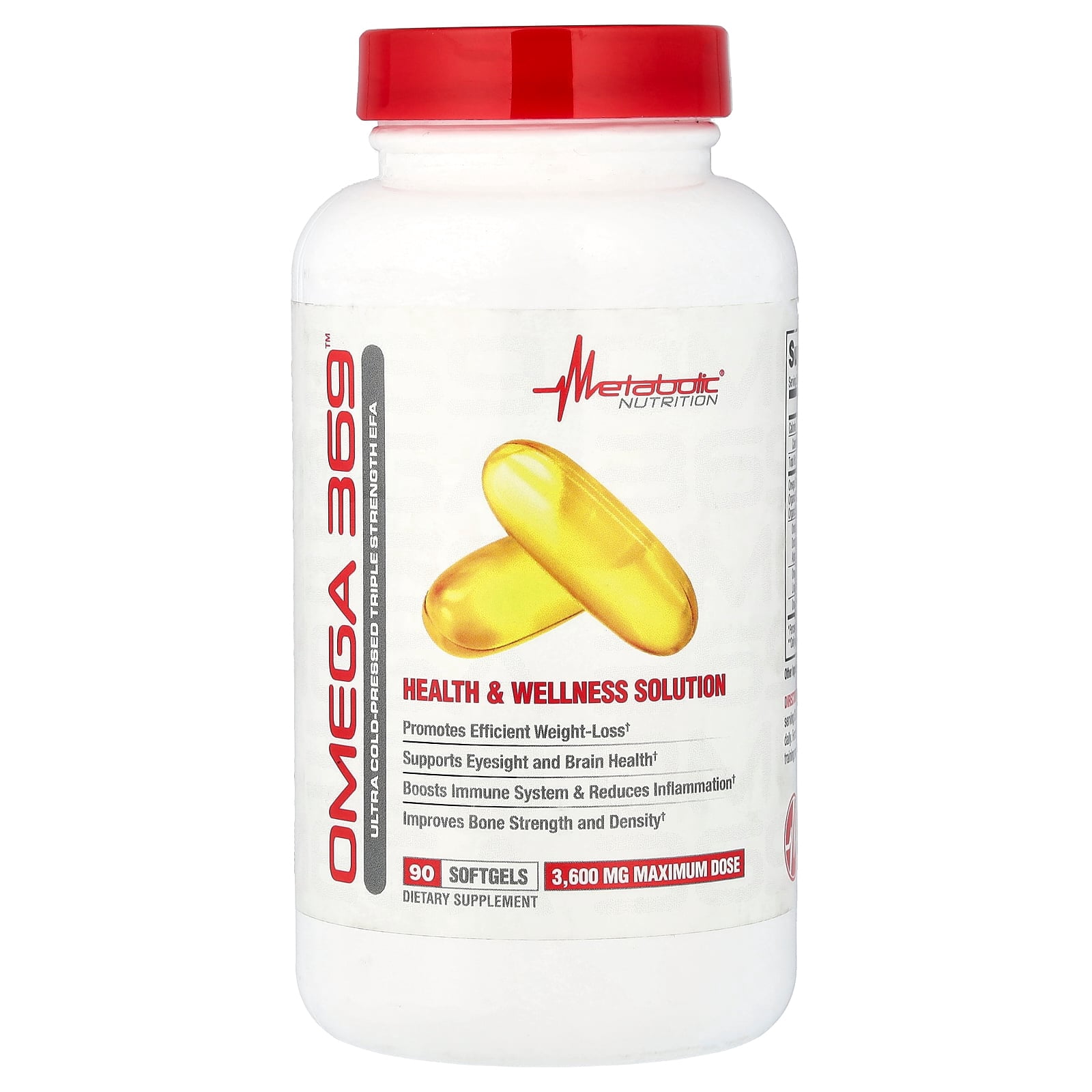 Metabolic Nutrition Omega 3 6 9 Complex of Fish, Flaxseed and Borage Oil - EPA & DHA Omega-3 Fatty acids 90 softgels