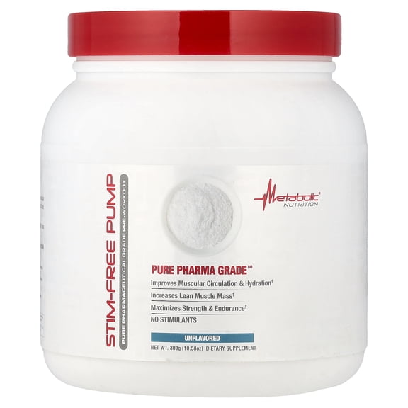 Metabolic Nutrition Stim-Free Pump, Unflavored, 10.58 oz (300 g)