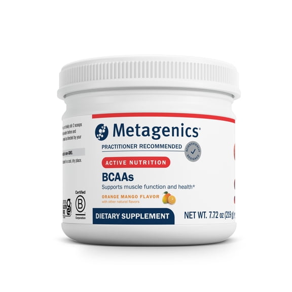Metagenics BCAAs Powder 7.72 oz (219 g), Orange Mango Flavor, 30 Servings - Non-GMO, Gluten Free, Vegetarian