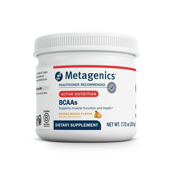 Metagenics BCAAs Powder 7.72 oz (219 g), Orange Mango Flavor, 30 Servings - Non-GMO, Gluten Free, Vegetarian