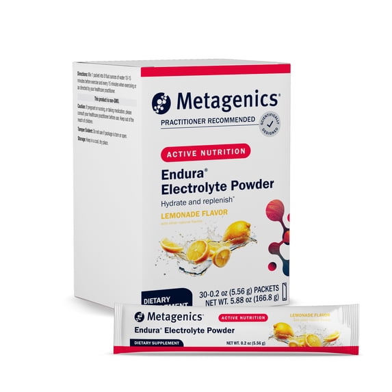 Metagenics Endura - Electrolyte Balance Supplement Powder - Hydrating Packets - With Ascorbic Acid & Calcium - Non-GMO, Gluten-Free & Vegetarian - Lemonade Flavor - 30 Packets (0.2 oz Each)