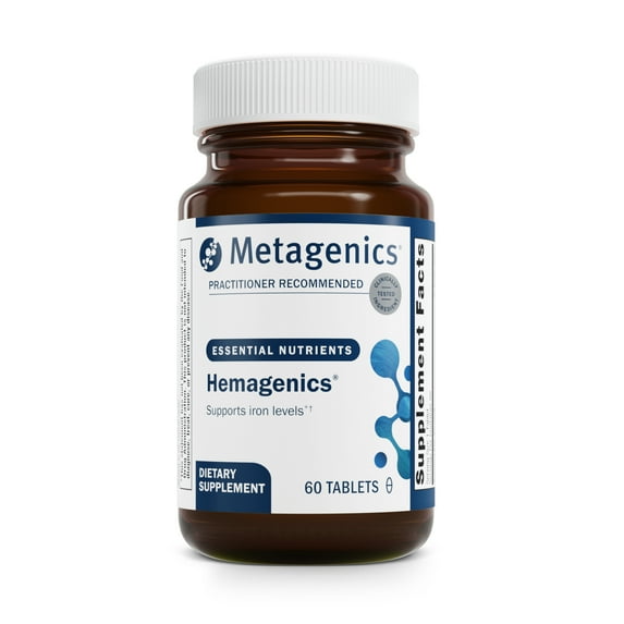 Metagenics Hemagenics - Iron Supplement - Non-Constipating - Vitamin B12, B6 & Folate - Supports Formation & Maintenance of Healthy Red Blood Cells* - Non-GMO, Gluten-Free & Vegetarian - 60 Tablets