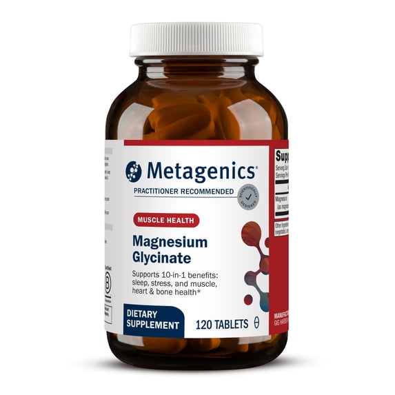Metagenics Magnesium Glycinate - Highly Absorbable - Support for Sleep, Stress Relief, Muscle, Bone, Heart & Nerve Health - Gluten-Free - Non-GMO - Vegetarian - 120 Tablets