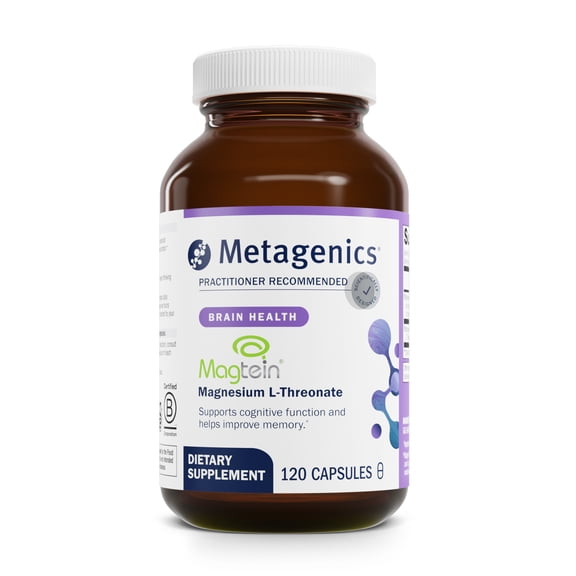 Metagenics Magnesium L-Threonate - 147 mg Magnesium as L-Threonate - Magtein Magnesium - for Brain Health* - Mineral Supplement - Non-GMO & Gluten-Free - 120 Capsules