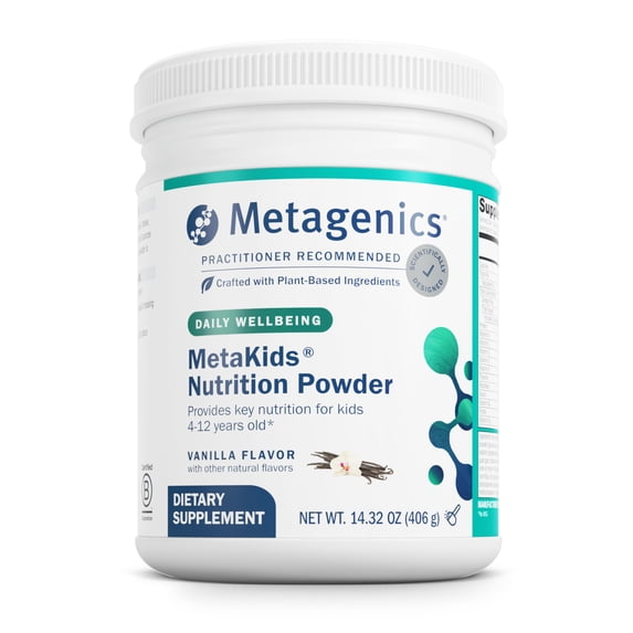 Metagenics MetaKids Nutrition Powder - Kids Multivitamin Powder - with Prebiotics, DHA, Protein & Amino Acids - Complete Protein - Non-GMO & Gluten Free - Vanilla - 14.32 oz