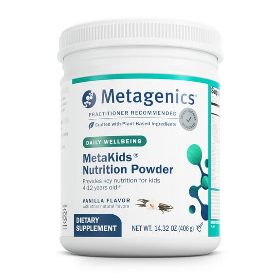 Metagenics MetaKids Nutrition Powder - Kids Multivitamin Powder - with Prebiotics, DHA, Protein & Amino Acids - Complete Protein - Non-GMO & Gluten Free - Vanilla - 14.32 oz