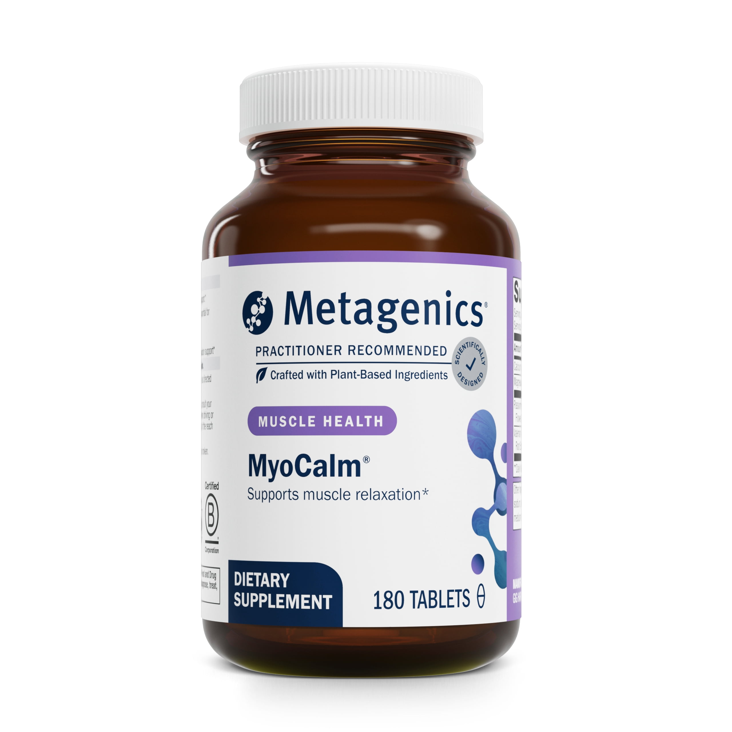 Metagenics MyoCalm - Muscle Support* - Calcium & Magnesium Supplement - with Passionflower Herb & Valerian Root - Mineral Supplements - Non-GMO, Gluten-Free & Vegetarian - 180 Tablets