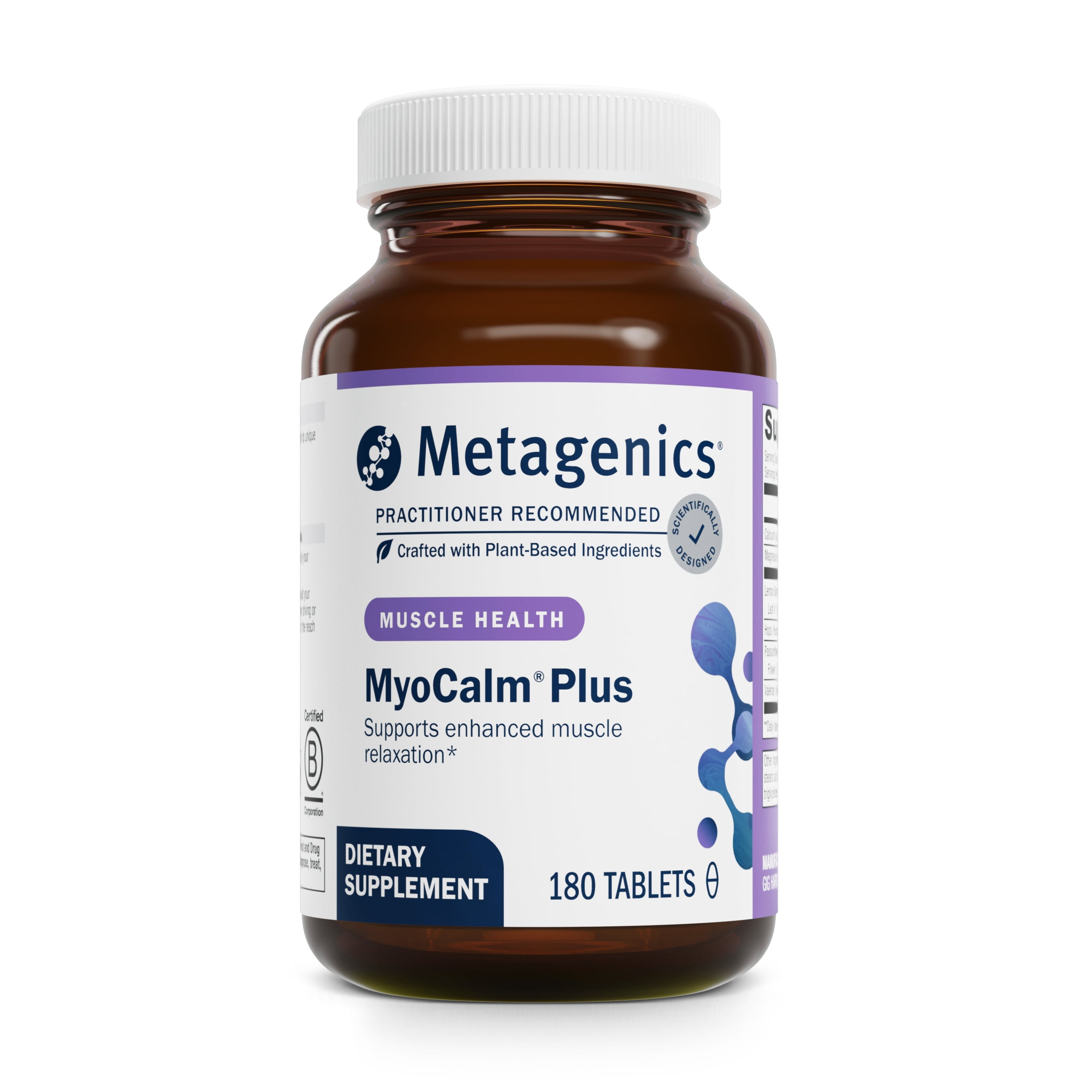 Metagenics MyoCalm Plus - With Passionflower, Valerian Root, Magnesium & Calcium - Non-GMO, Gluten-Free & Vegetarian - 60 Servings - 180 Tablets