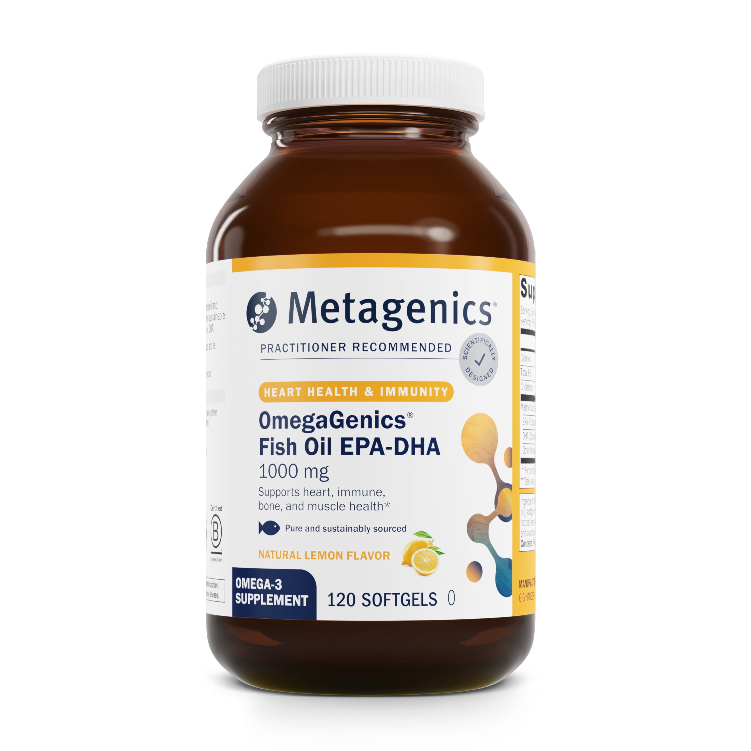 Metagenics OmegaGenics Fish Oil EPA-DHA 1000 mg - High Potency - Omega-3 Fish Oil Supplement - For Heart Health, Musculoskeletal Health & Immune System Health* - With DHA & EPA - 120 Softgels