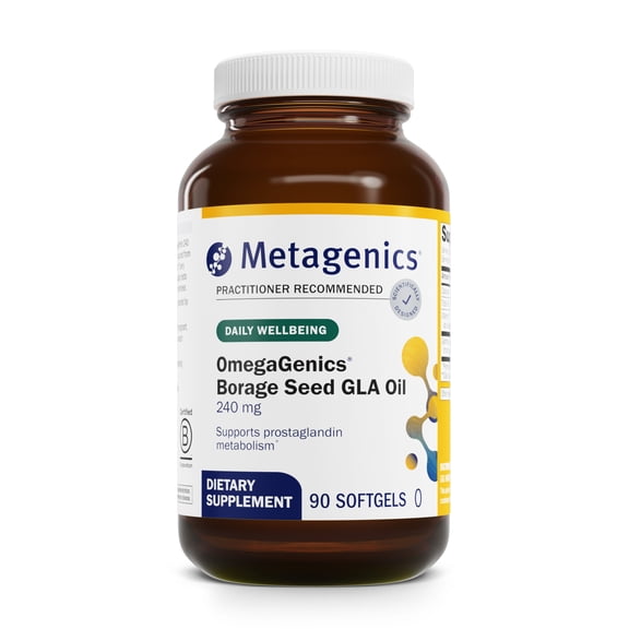 Metagenics OmegaGenics Borage Seed GLA Oil 240 mg - High Potency - Gamma-Linolenic Acid (GLA) Supplement - With Borage Seed Oil & Vitamin E - Gluten-Free - 90 Softgels
