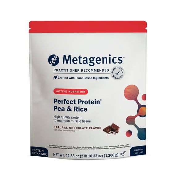 Metagenics Perfect Protein Pea & Rice - Featuring OptiProtein, a Balanced Combination of Proprietary Pea and Rice Protein with Added BCAAs - Chocolate Flavor - 30 Servings - 42.33 Oz