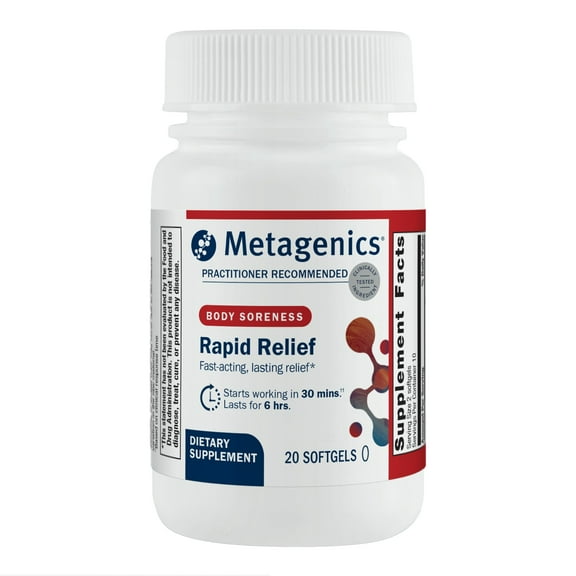 Metagenics Rapid Relief - Herbal Supplement for Occasional Discomfort in the Back, Joints & Muscles* - Includes Turmeric & Boswellia Extract - 20 Softgels