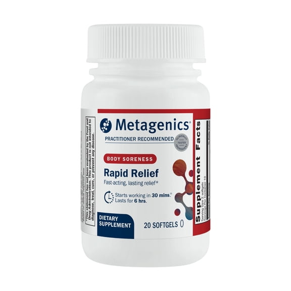 Metagenics Rapid Relief - Herbal Supplement for Occasional Discomfort in the Back, Joints & Muscles* - Includes Turmeric & Boswellia Extract - 20 Softgels