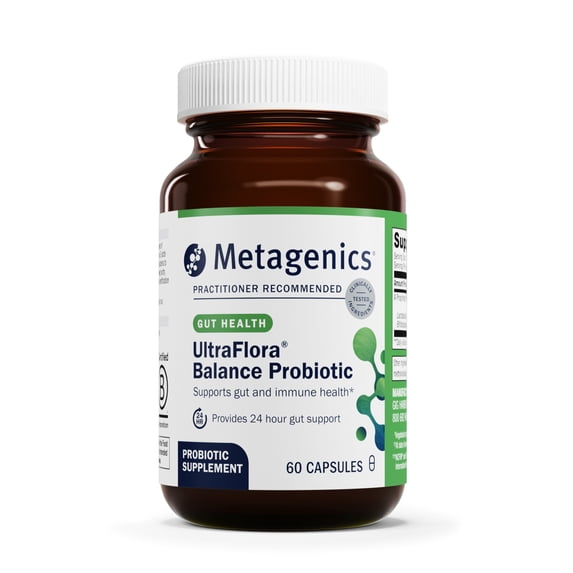 Metagenics UltraFlora Balance Probiotic - Shelf-Stable Daily Gut Health Supplement for Digestive & Immune Support* - Non-GMO & Gluten-Free - 60 Capsules
