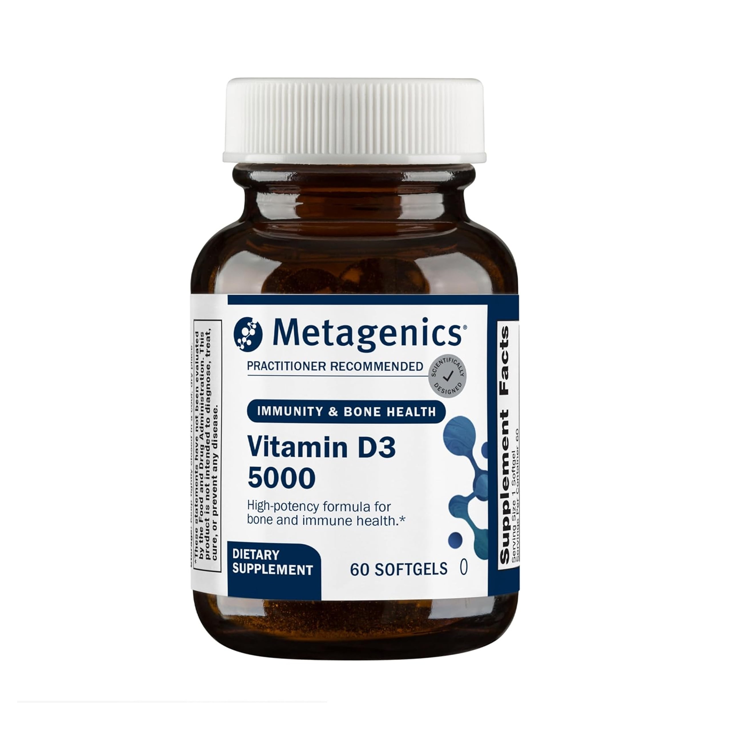 Metagenics Vitamin D3 5000 - for Immune Support, Bone Health & Heart Health* - High Potency Vitamin D - Non-GMO - Gluten-Free - 60 Softgels