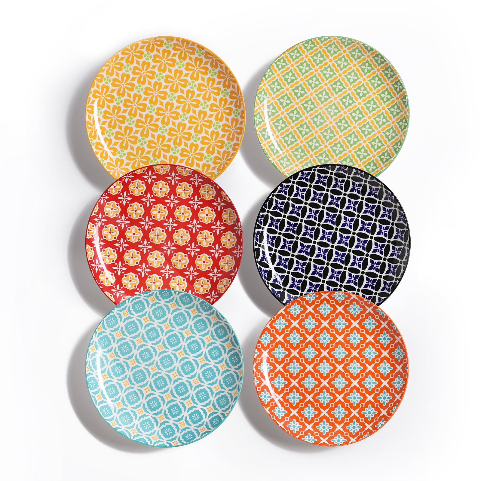 Metahom Dessert Plates, Salad Plates 8 Inch, Colorful Ceramic Plate Set