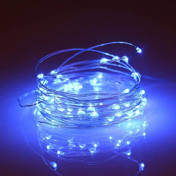 Metaku Fairy Lights Battery Operated 16.4Ft/5M 50 LED String Lights Twinkle Christmas Lights Indoor Decorative Mini Lights (Blue, 1 Pack)