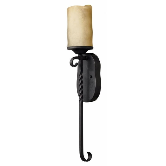Metal 1 Light Wallchiere in Mediterranean Style with Antique Scavo Glass-24 inches H X 5 inches W-Antique Scavo Glass Color Bailey Street Home