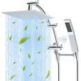 thumbnail image 1 of Upgraded All Metal 10'' Rainfall Shower Head, Dual Shower Head Combo, High Pressure Handheld Shower Wand, 16'' Adjustable Arc-shaped Shower Extension Arm, 71'' Hose, Showerhead Holder, Chrome, 1 of 8