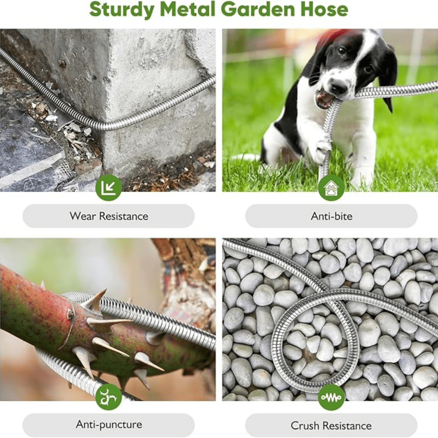 Metal 100FT, Stainless Steel Heavy Duty Water Hose With 10 Function Nozzle, No-Kink, Tough & Flexible, Sturdy and Lightweight, Rust Proof for Yard, Outdoor, RV