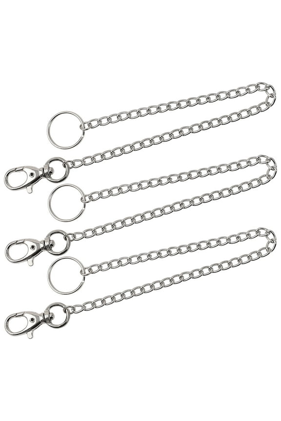 Metal 12.2" Long Lobster Clasp Hook Ring Holder Keychain Keyring Silver Tone 3Pcs