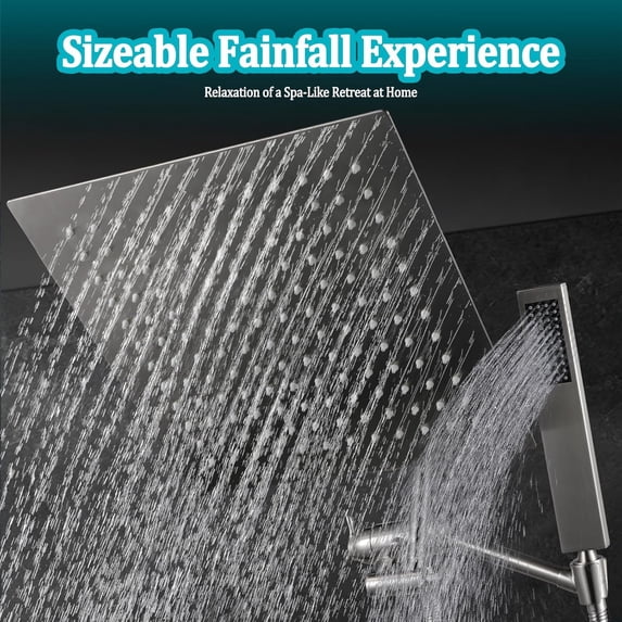 All Metal 12 Inch Rainfall Shower Head with Handheld Spray Combo High Pressure Adjustable Extension Arm Wide Dual Waterfall Extra Long Hose Brushed Nickel