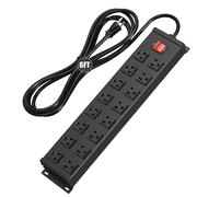 VILONG 16 Outlet Heavy Duty Power Strip Surge Protector Metal Wall Mounted 6ft Power Cord Suitable for Garages Workbenches and Offices
